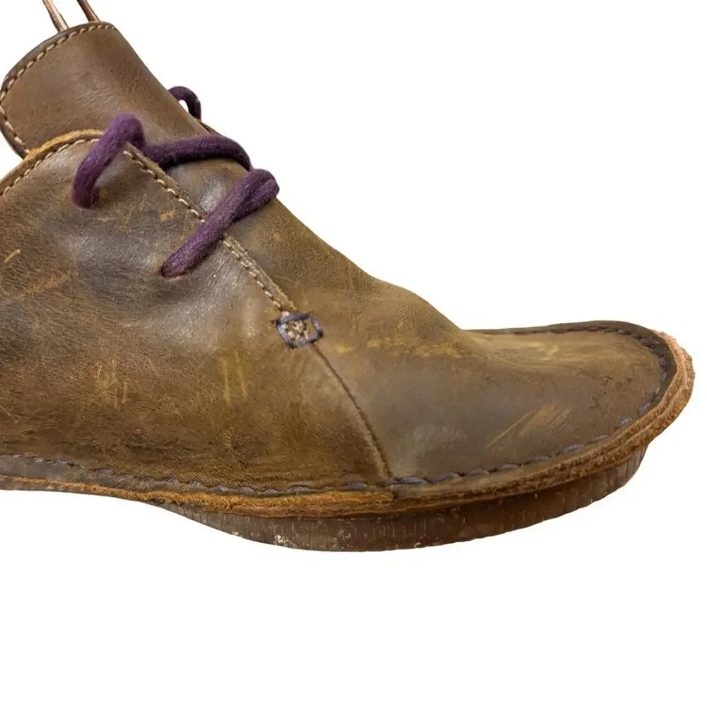 Clarks Unstructured Janey Mae Brown Leather Lace Up Oxford Shoes Comfort sz 8.5